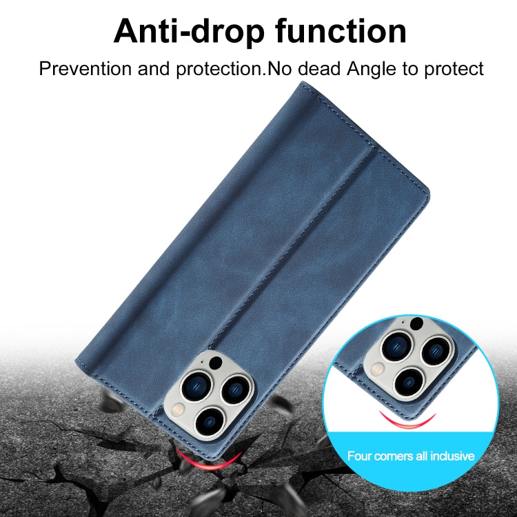 For iPhone 16 Pro Max LC.IMEEKE Strong Magnetism Microfiber Leather Phone Case(Blue) by LC.IMEEKE