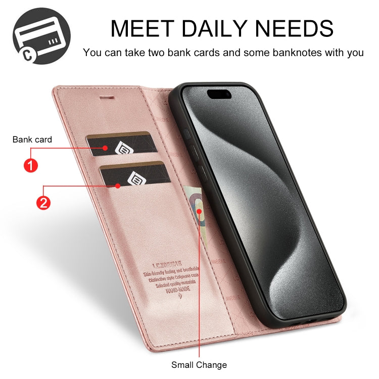 For iPhone 16 Pro Max LC.IMEEKE Strong Magnetism Microfiber Leather Phone Case(Rose Gold) by LC.IMEEKE