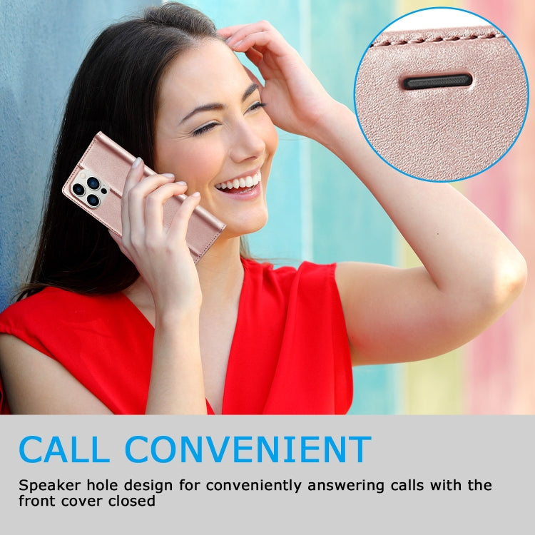 For iPhone 16 Pro Max LC.IMEEKE Strong Magnetism Microfiber Leather Phone Case(Rose Gold) by LC.IMEEKE