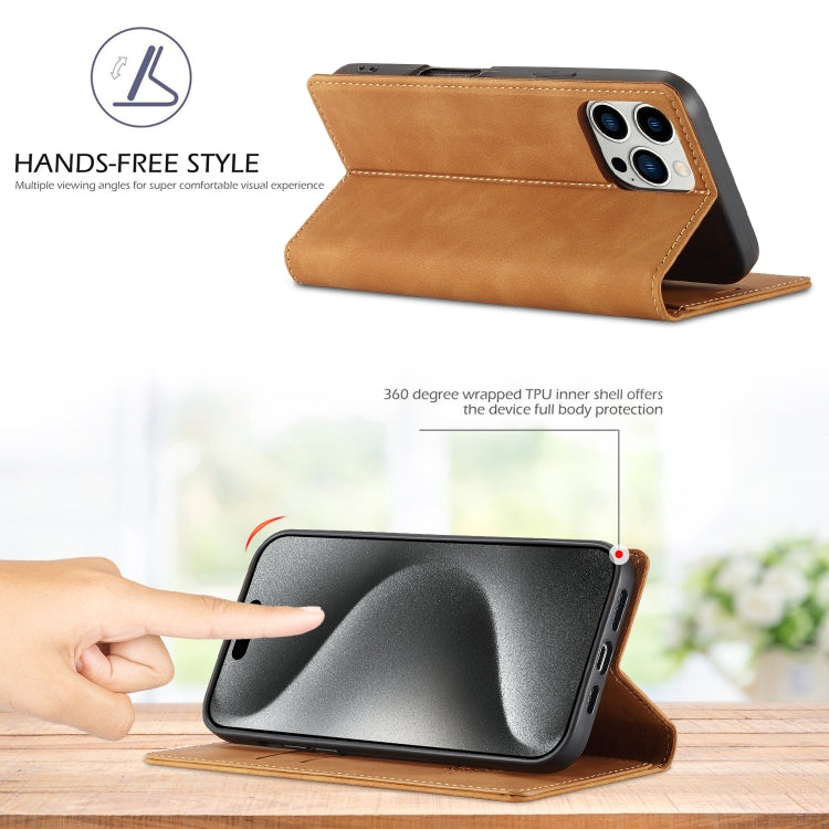 For iPhone 16 Pro Max LC.IMEEKE Strong Magnetism Microfiber Leather Phone Case(Brown) by LC.IMEEKE