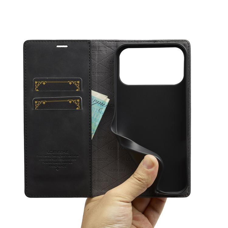 For iPhone 17 Pro Max LC.IMEEKE Strong Magnetism Microfiber Leather Phone Case(Black) by LC.IMEEKE