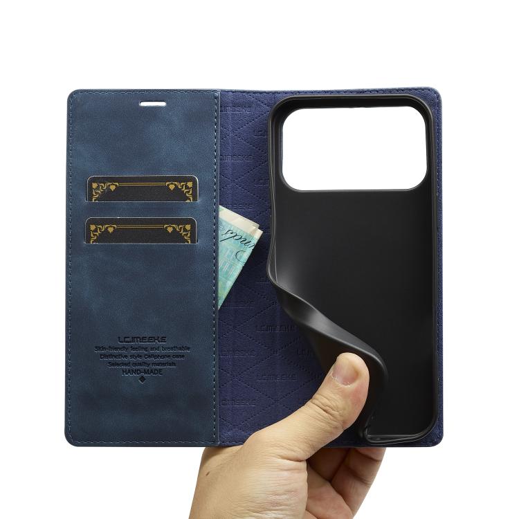 For iPhone 17 Pro Max LC.IMEEKE Strong Magnetism Microfiber Leather Phone Case(Blue) by LC.IMEEKE