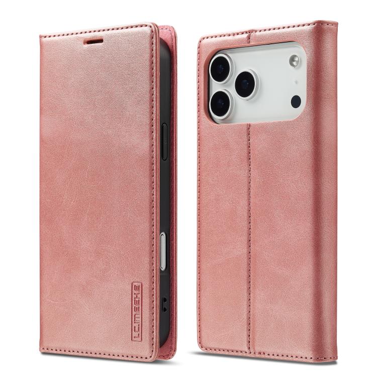 For iPhone 17 Pro Max LC.IMEEKE Strong Magnetism Microfiber Leather Phone Case(Rose Gold) by LC.IMEEKE