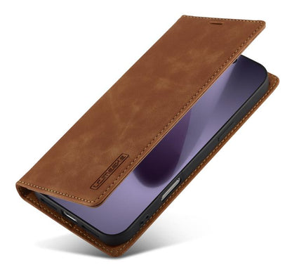 For iPhone 17 Pro LC.IMEEKE Strong Magnetism Microfiber Leather Phone Case(Brown) by LC.IMEEKE