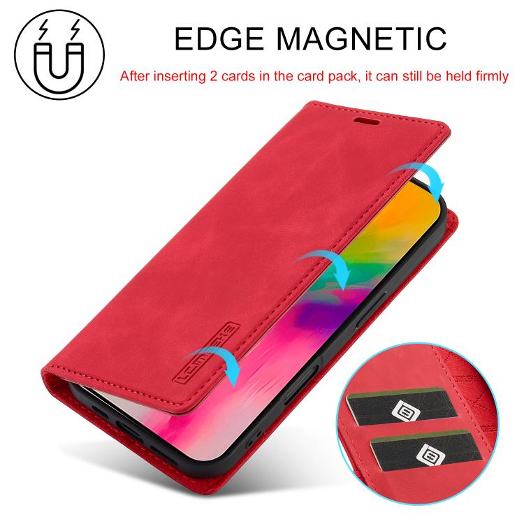 For iPhone 17 LC.IMEEKE Strong Magnetism Microfiber Leather Phone Case(Red) by LC.IMEEKE