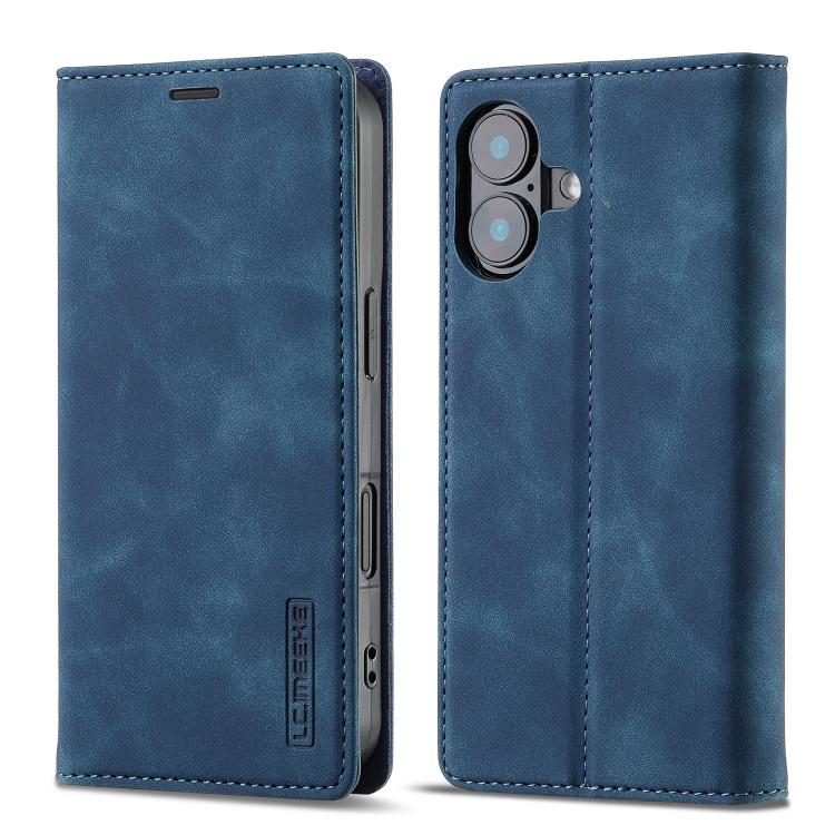 For iPhone 17 LC.IMEEKE Strong Magnetism Microfiber Leather Phone Case(Blue) by LC.IMEEKE