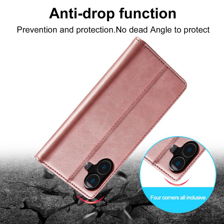 For iPhone 17 LC.IMEEKE Strong Magnetism Microfiber Leather Phone Case(Rose Gold) by LC.IMEEKE