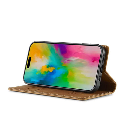 For iPhone 17 LC.IMEEKE Strong Magnetism Microfiber Leather Phone Case(Brown) by LC.IMEEKE