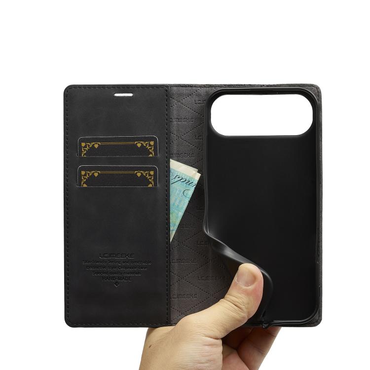 For iPhone Air LC.IMEEKE Strong Magnetism Microfiber Leather Phone Case(Black) by LC.IMEEKE