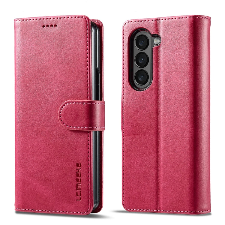 For Samsung Galaxy Z Fold6 5G LC.IMEEKE Calf Texture Leather Phone Case(Red) by LC.IMEEKE