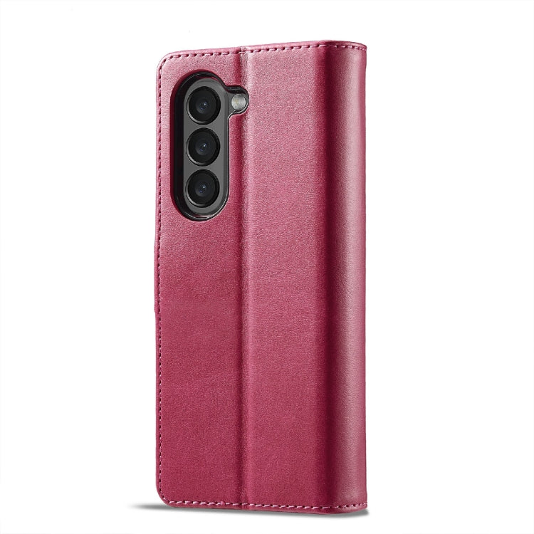 For Samsung Galaxy Z Fold6 5G LC.IMEEKE Calf Texture Leather Phone Case(Red) by LC.IMEEKE
