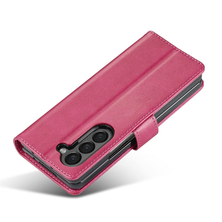 For Samsung Galaxy Z Fold6 5G LC.IMEEKE Calf Texture Leather Phone Case(Red) by LC.IMEEKE