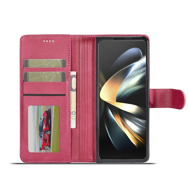 For Samsung Galaxy Z Fold6 5G LC.IMEEKE Calf Texture Leather Phone Case(Red) by LC.IMEEKE