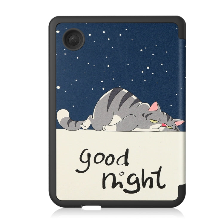 For KOBO Clara Colour 2024 / BW Painted Voltage Caster TPU Leather Smart Tablet Case(Lazy Cat) by bashfashion