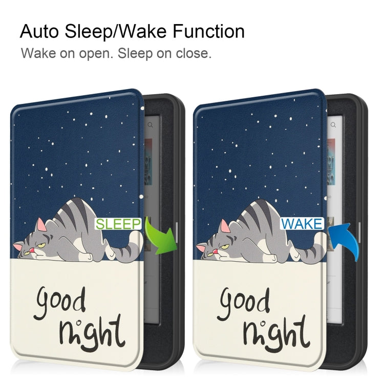 For KOBO Clara Colour 2024 / BW Painted Voltage Caster TPU Leather Smart Tablet Case(Lazy Cat) by bashfashion