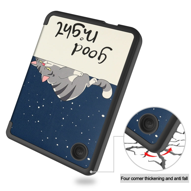 For KOBO Clara Colour 2024 / BW Painted Voltage Caster TPU Leather Smart Tablet Case(Lazy Cat) by bashfashion