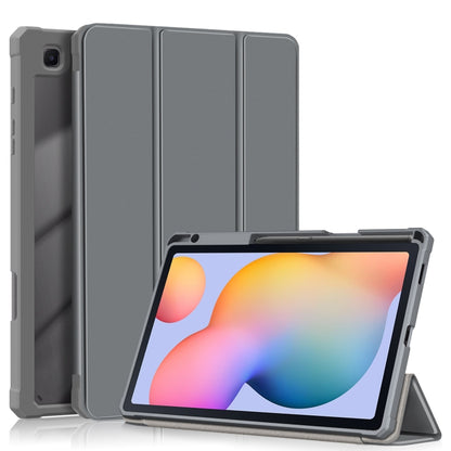 For Samsung Galaxy Tab S6 Lite Acrylic 3-Fold Solid Color Smart Leather Tablet Case(Grey) by bashfashion