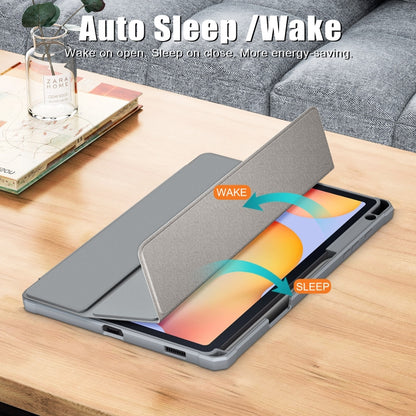 For Samsung Galaxy Tab S6 Lite Acrylic 3-Fold Solid Color Smart Leather Tablet Case(Grey) by bashfashion