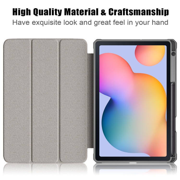 For Samsung Galaxy Tab S6 Lite Acrylic 3-Fold Solid Color Smart Leather Tablet Case(Grey) by bashfashion