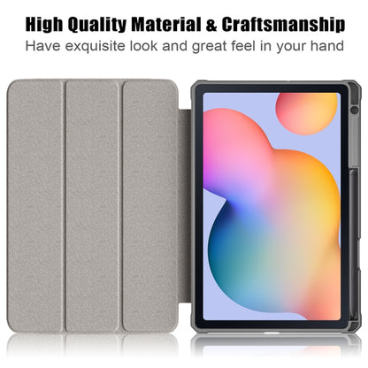 For Samsung Galaxy Tab S6 Lite Acrylic 3-Fold Solid Color Smart Leather Tablet Case(Grey) by bashfashion