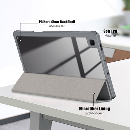 For Samsung Galaxy Tab S6 Lite Acrylic 3-Fold Solid Color Smart Leather Tablet Case(Grey) by bashfashion