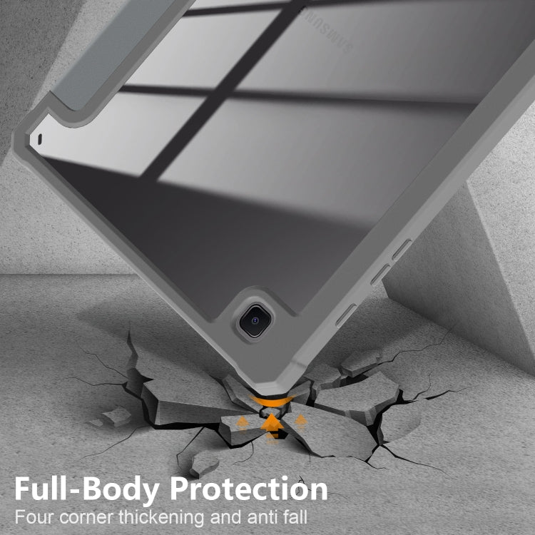 For Samsung Galaxy Tab S6 Lite Acrylic 3-Fold Solid Color Smart Leather Tablet Case(Grey) by bashfashion