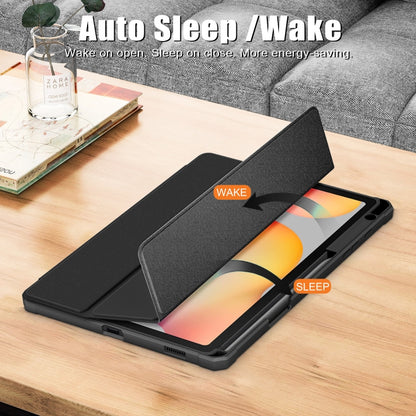 For Samsung Galaxy Tab S6 Lite Acrylic 3-Fold Solid Color Smart Leather Tablet Case(Black) by bashfashion