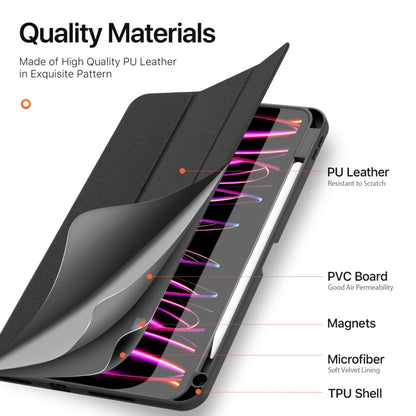 For iPad Pro 11 2025 / 2024 DUX DUCIS Domo Series Cloth Texture Magnetic Leather Tablet Case(Black) by DUX DUCIS