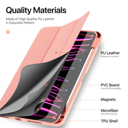 For iPad Pro 11 2025 / 2024 DUX DUCIS Domo Series Cloth Texture Magnetic Leather Tablet Case(Pink) by DUX DUCIS