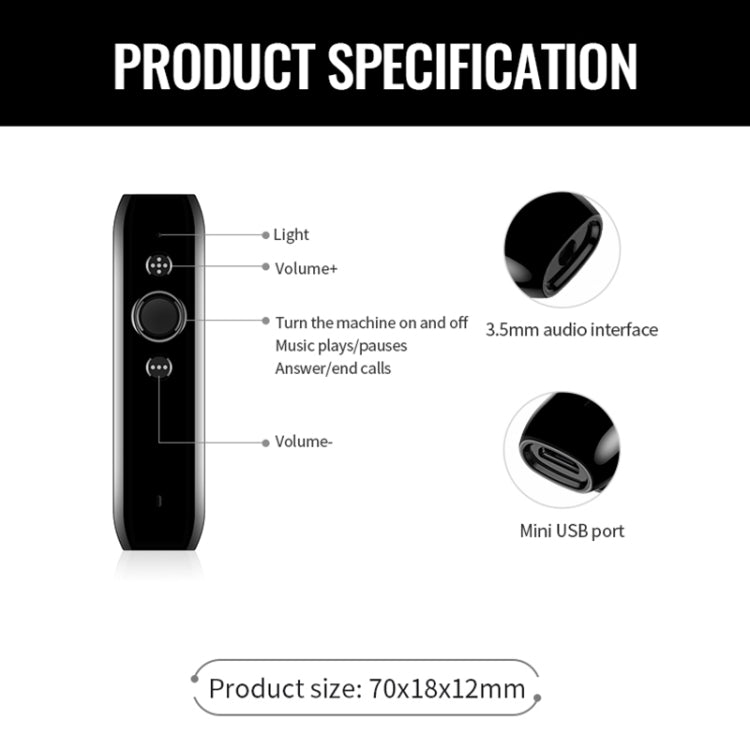 JNN L3 Bluetooth 4.2 Audio Receiver MP3 Player, Memory:8GB(Black) by JNN