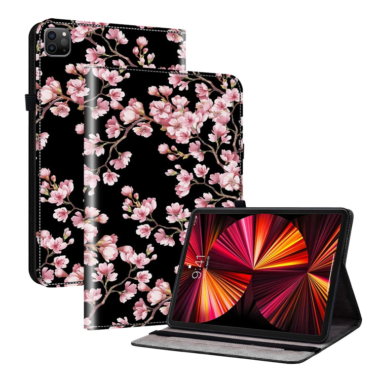 For iPad Pro 12.9 2022 / 2021 / 2020 Crystal Texture Painted Leather Smart Tablet Case(Plum Bossom) by bashfashion