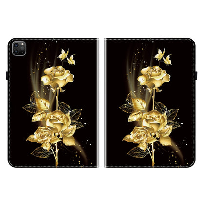 For iPad Pro 11 2022 / Air 10.9 2022 Crystal Texture Painted Leather Smart Tablet Case(Gold Butterfly Rose) by bashfashion