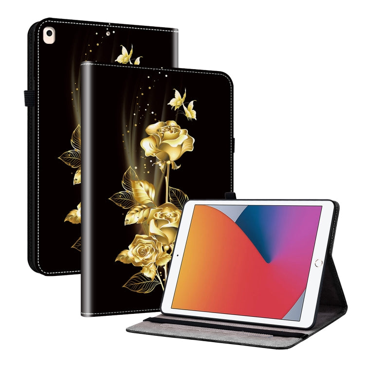 For iPad 10.2 2021 / Air 10.5 Crystal Texture Painted Leather Smart Tablet Case(Gold Butterfly Rose) by bashfashion