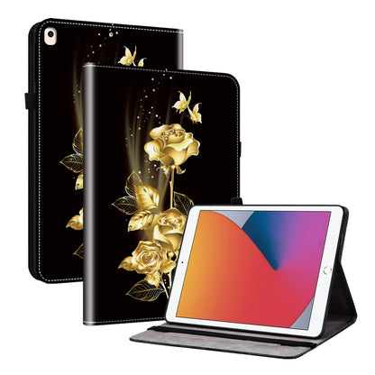 For iPad 10.2 2021 / Air 10.5 Crystal Texture Painted Leather Smart Tablet Case(Gold Butterfly Rose) by bashfashion