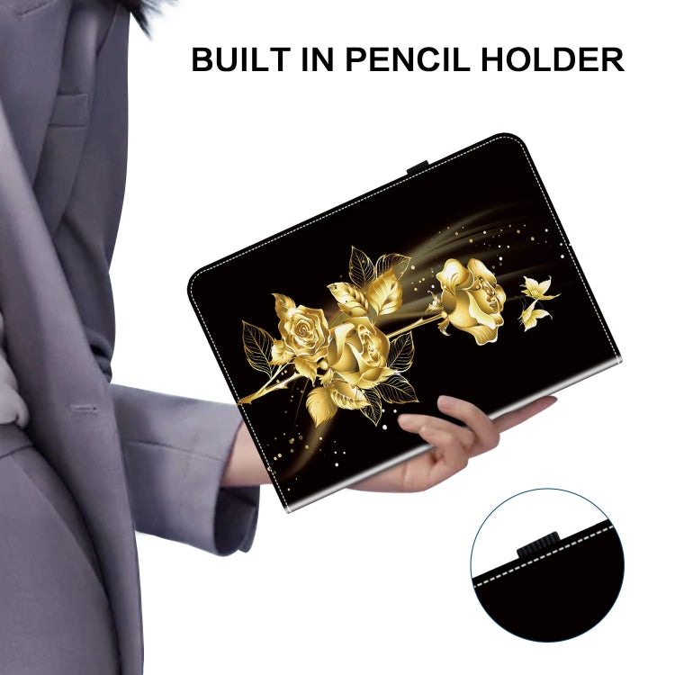 For iPad 10.2 2021 / Air 10.5 Crystal Texture Painted Leather Smart Tablet Case(Gold Butterfly Rose) by bashfashion