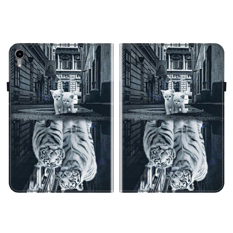 For iPad mini 6 / mini 2024 Crystal Texture Painted Leather Smart Tablet Case(Cat Reflection Tiger) by bashfashion