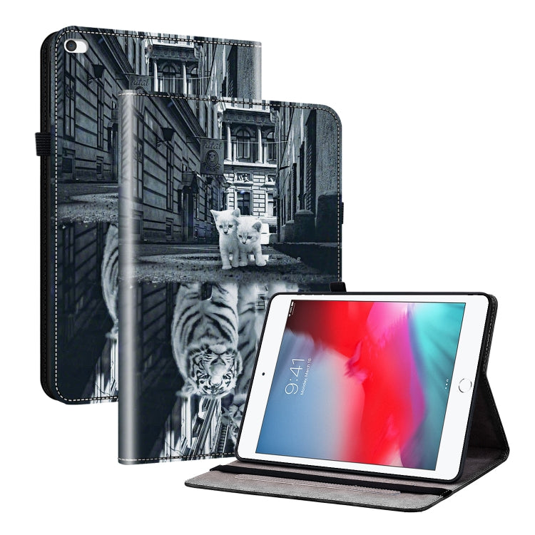 For iPad mini 5 / 4 / 3 / 2 Crystal Texture Painted Leather Smart Tablet Case(Cat Reflection Tiger) by bashfashion