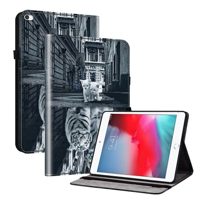 For iPad mini 5 / 4 / 3 / 2 Crystal Texture Painted Leather Smart Tablet Case(Cat Reflection Tiger) by bashfashion