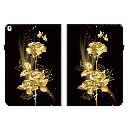 For iPad Air / Air 2 / 9.7 2017 / 2018 Crystal Texture Painted Leather Smart Tablet Case(Gold Butterfly Rose) by bashfashion