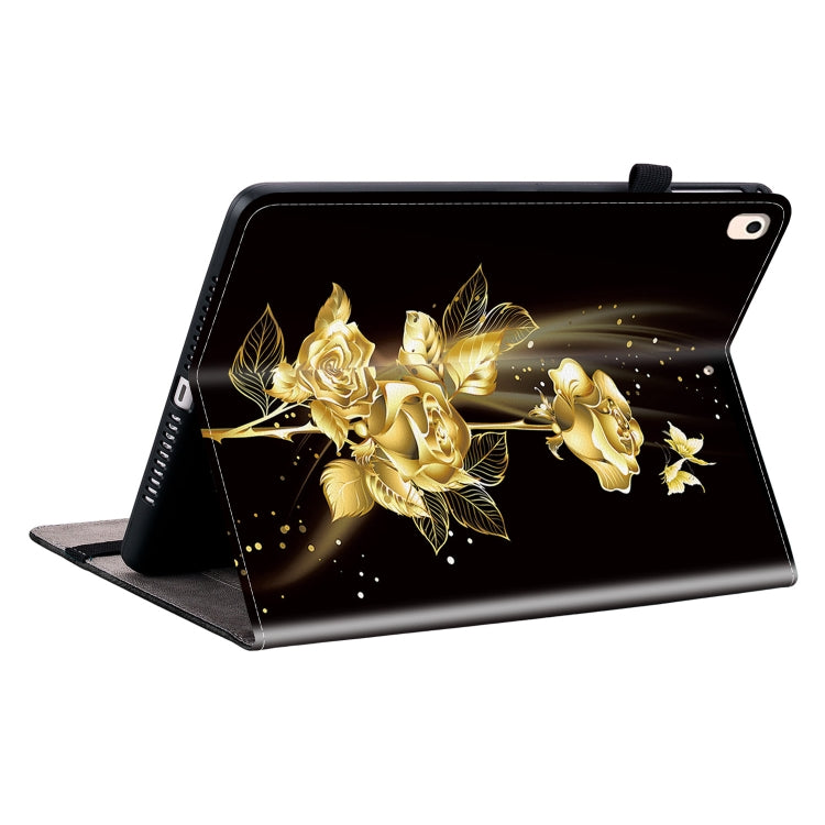 For iPad Air / Air 2 / 9.7 2017 / 2018 Crystal Texture Painted Leather Smart Tablet Case(Gold Butterfly Rose) by bashfashion