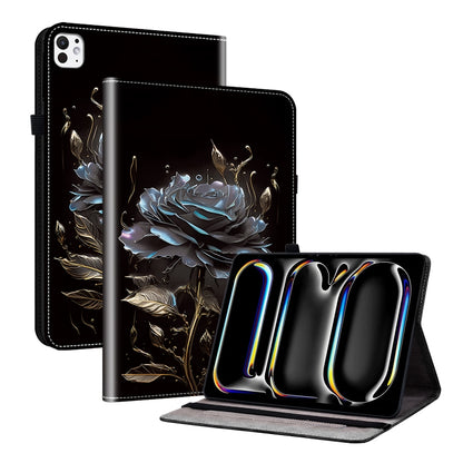 For iPad Pro 11 2025 / 2024 Crystal Texture Painted Leather Smart Tablet Case(Black Rose) by bashfashion