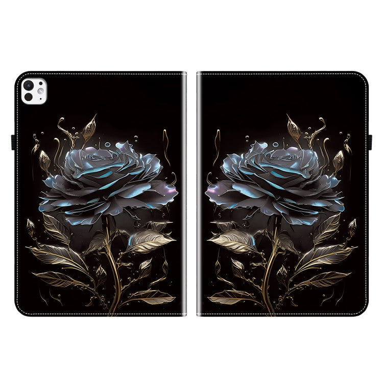 For iPad Pro 11 2025 / 2024 Crystal Texture Painted Leather Smart Tablet Case(Black Rose) by bashfashion