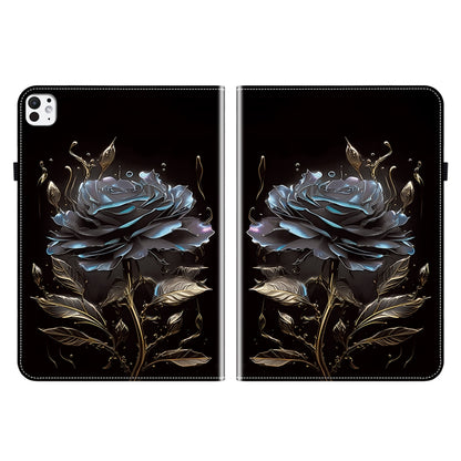 For iPad Pro 11 2025 / 2024 Crystal Texture Painted Leather Smart Tablet Case(Black Rose) by bashfashion