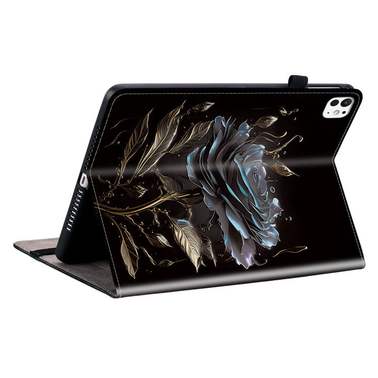 For iPad Pro 11 2025 / 2024 Crystal Texture Painted Leather Smart Tablet Case(Black Rose) by bashfashion