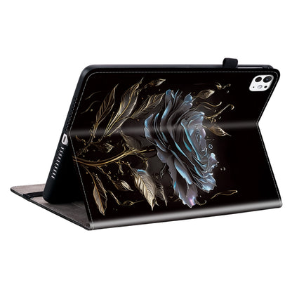 For iPad Pro 11 2025 / 2024 Crystal Texture Painted Leather Smart Tablet Case(Black Rose) by bashfashion