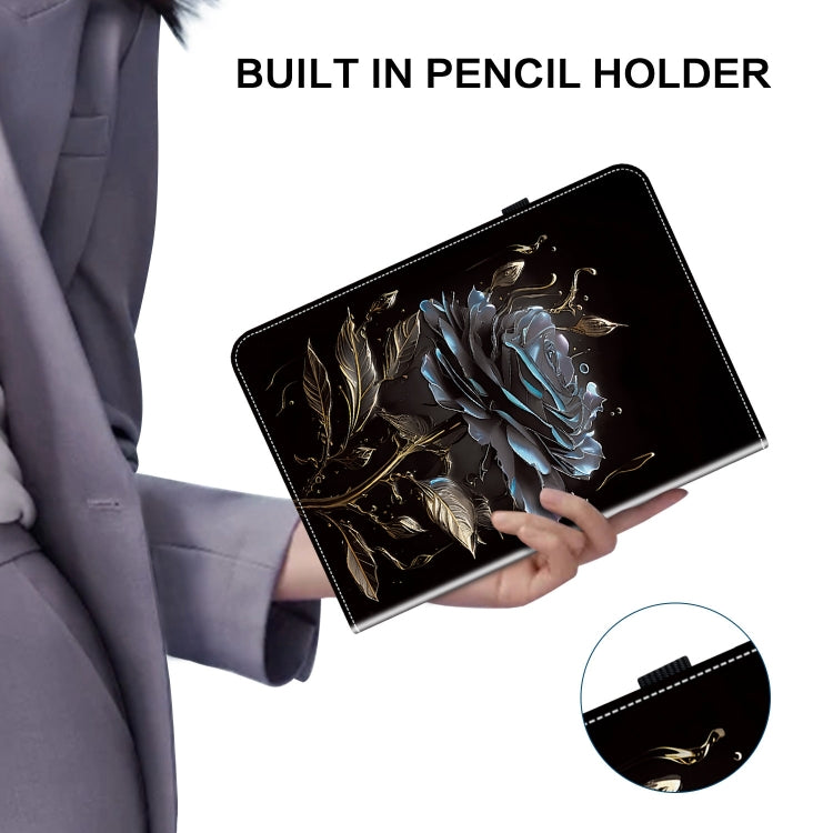 For iPad Pro 11 2025 / 2024 Crystal Texture Painted Leather Smart Tablet Case(Black Rose) by bashfashion