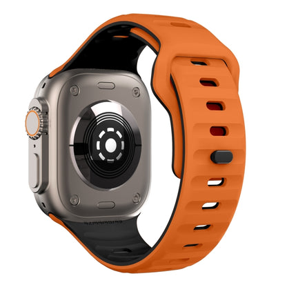 For Apple Watch Ultra 2 49mm Wave Texture Reverse Buckle Silicone Watch Band(Orange Black) by bashfashion