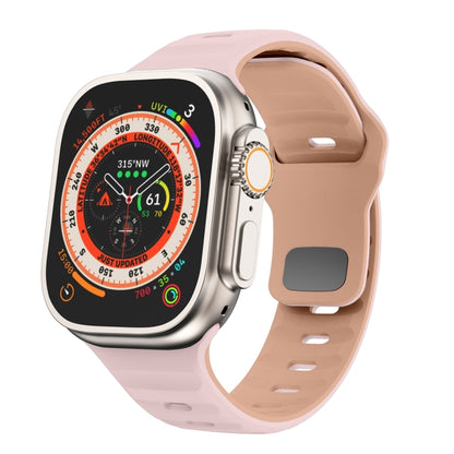 For Apple Watch Ultra 2 49mm Wave Texture Reverse Buckle Silicone Watch Band(Pink+Rose Ash) by bashfashion
