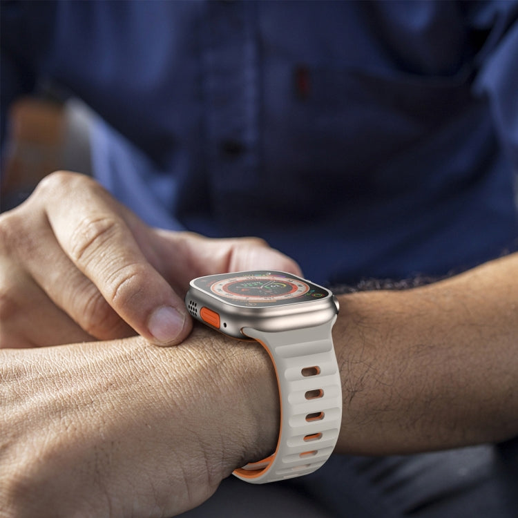 For Apple Watch Ultra 2 49mm Wave Texture Reverse Buckle Silicone Watch Band(Starlight Orange) by bashfashion