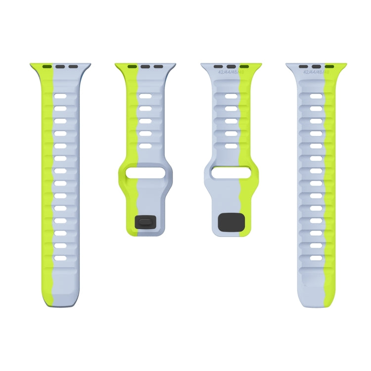 For Apple Watch Ultra 2 49mm Wave Texture Reverse Buckle Silicone Watch Band(Grey Green) by bashfashion